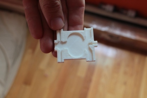 A fluidic transistor that I designed and printed.